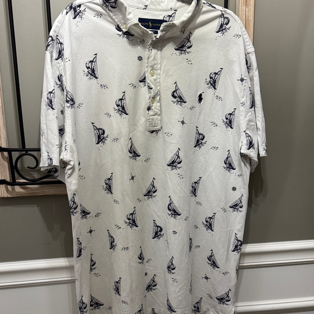 Ralph Lauren Blue Label White Sailboat XL Polo Shirt - Picture 6 of 9